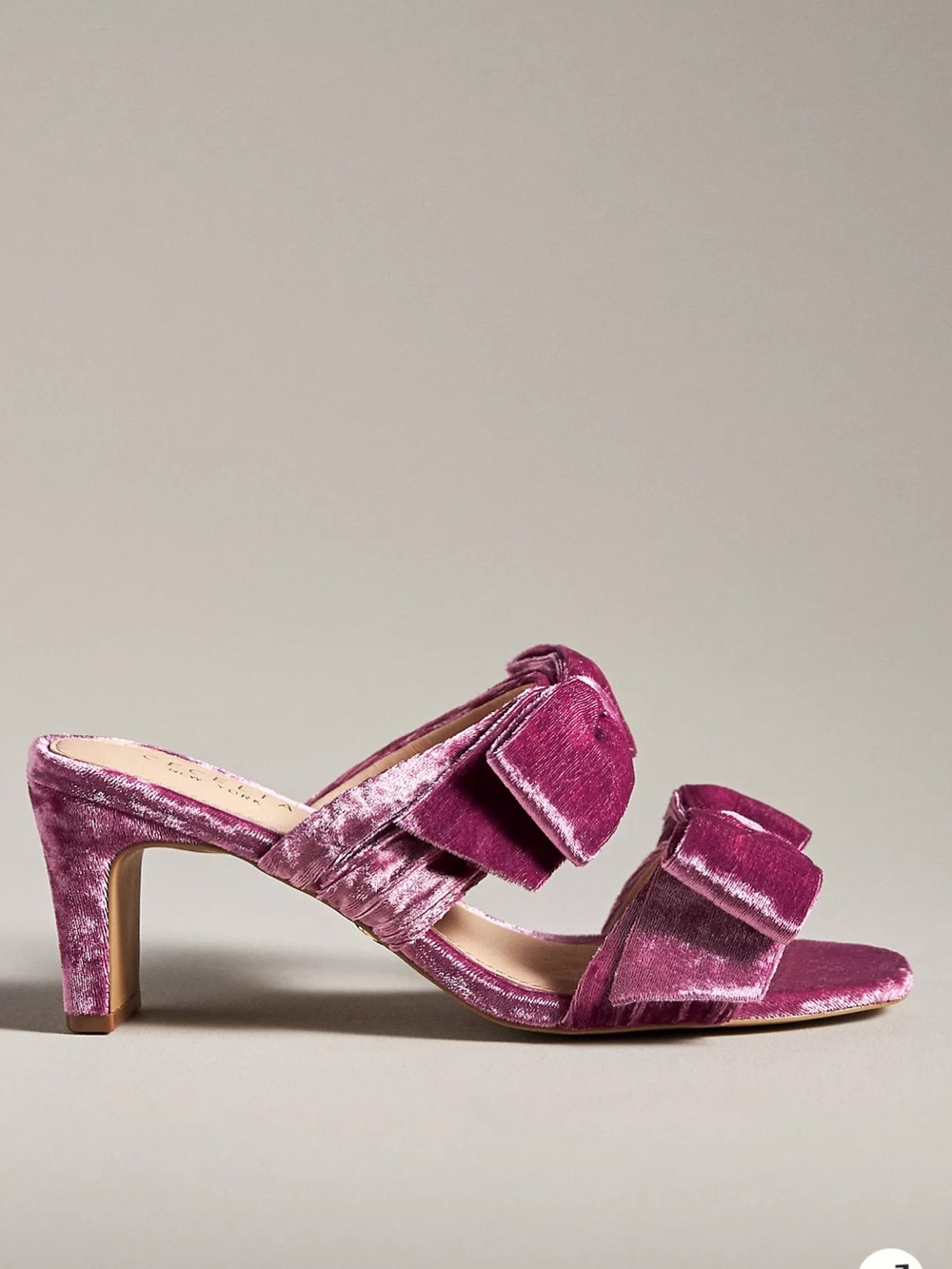 Velvet Bow Block Heel Mules in Berry